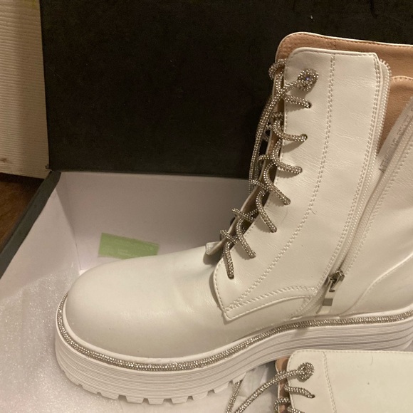 White with Sparkly Silver Combat Boot - Picture 2 of 3